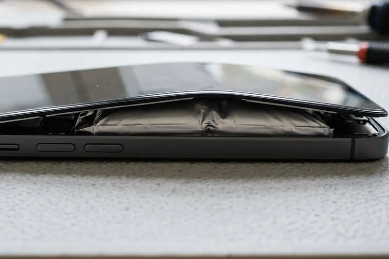 Swollen battery pushing the display out of the frame