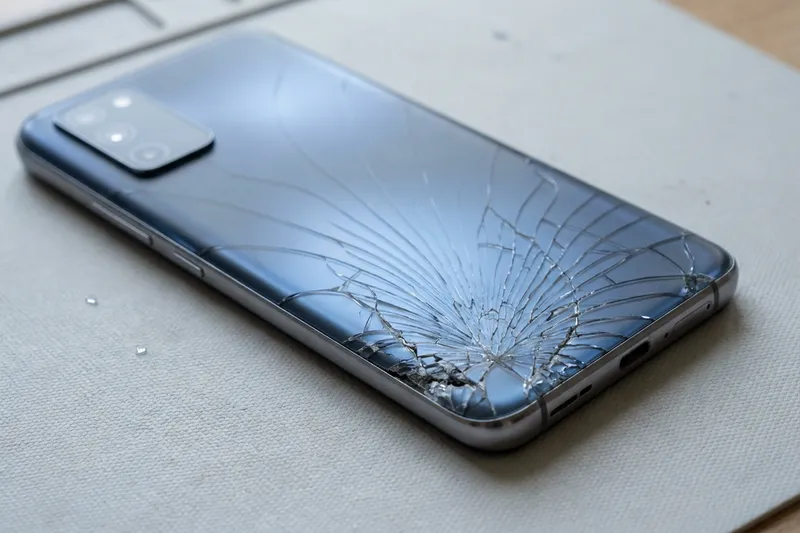 Smartphone with a shattered glass back